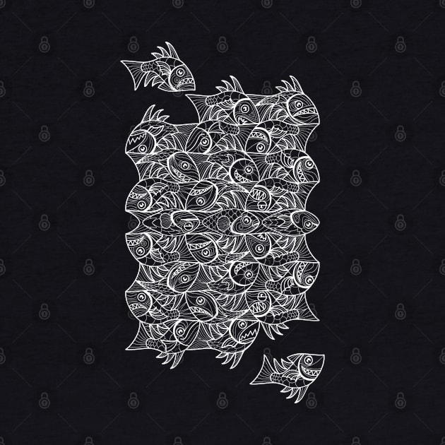 Escher Style Fish White by Maxsomma